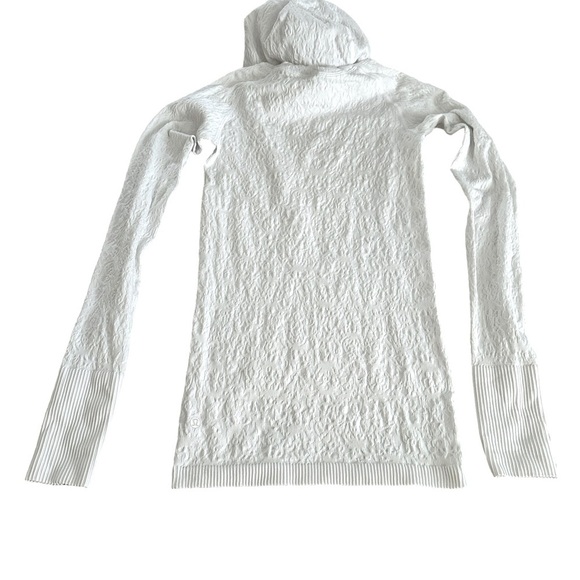 LULULEMON REST LESS WHITE TEXTURED POPOVER HOODIE LONG SLEEVE THUMBHOLES TOP - Picture 6 of 9